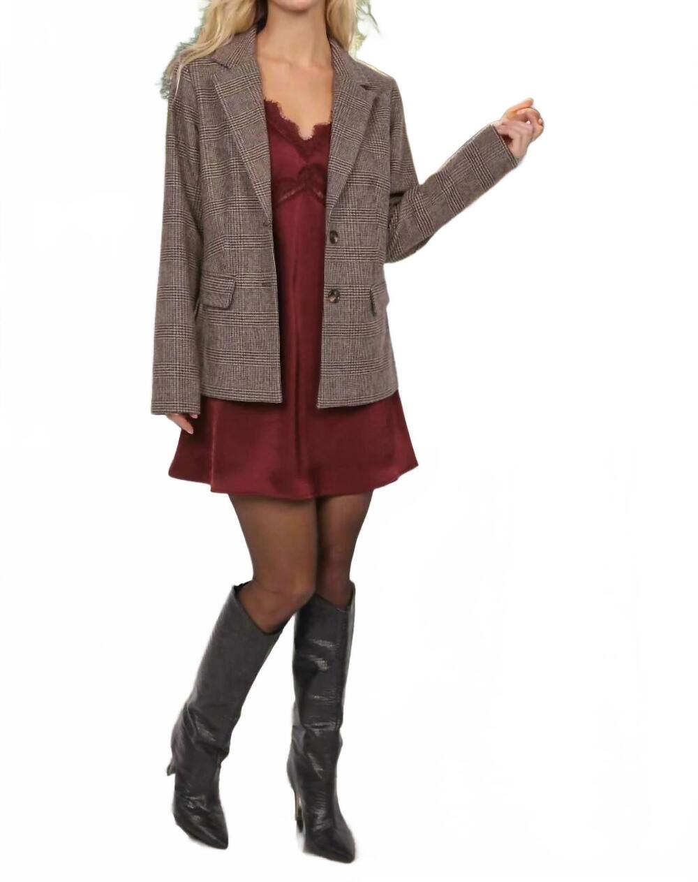 NEW SADIE & SAGE amara plaid blazer in brown